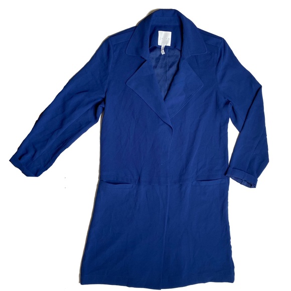 Leith Womens Trench Coat Lightweight Open-Front Blue Stretch - Picture 5 of 12